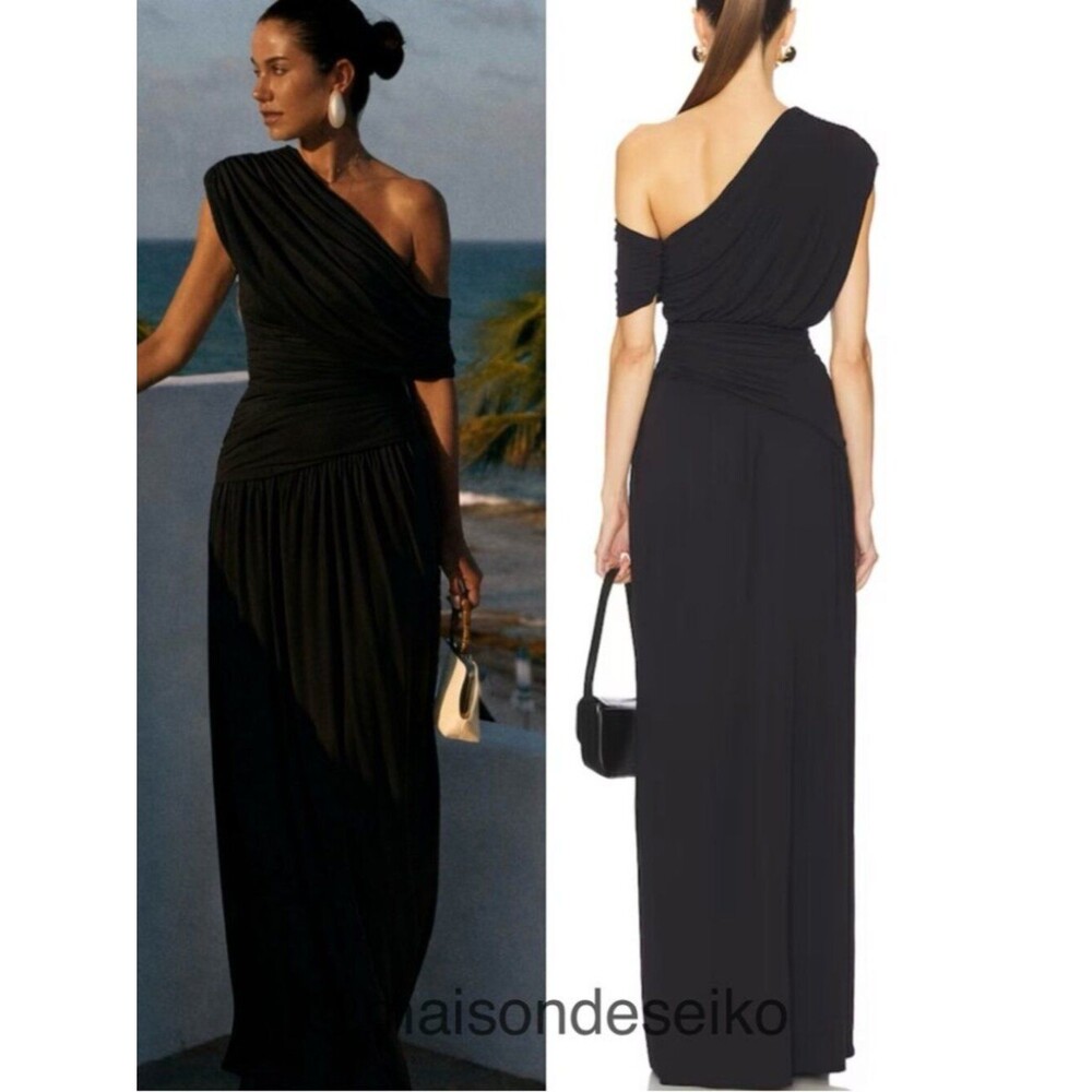 NWT Helsa Maxi Dress Apolla Jersey Black One Shoulder Wedding Guest size XS